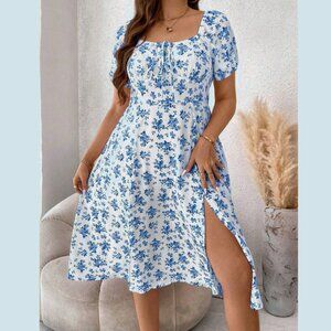 Shein Curve Blue Floral Dress sz 2X